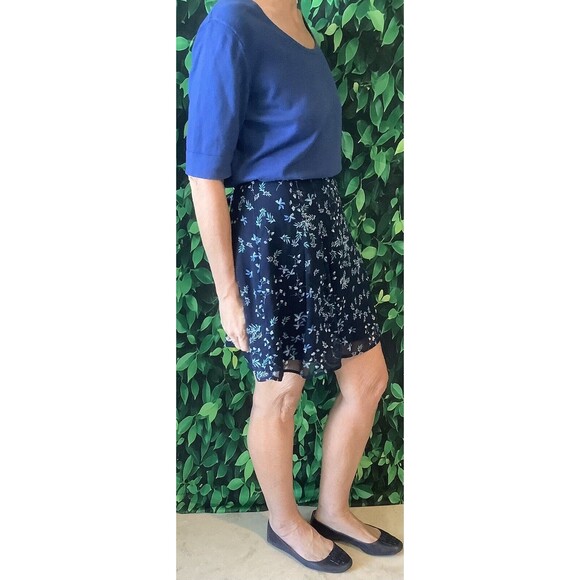 🌼 Banana Republic Navy Floral A-Line Skirt Size 10 - Picture 5 of 7